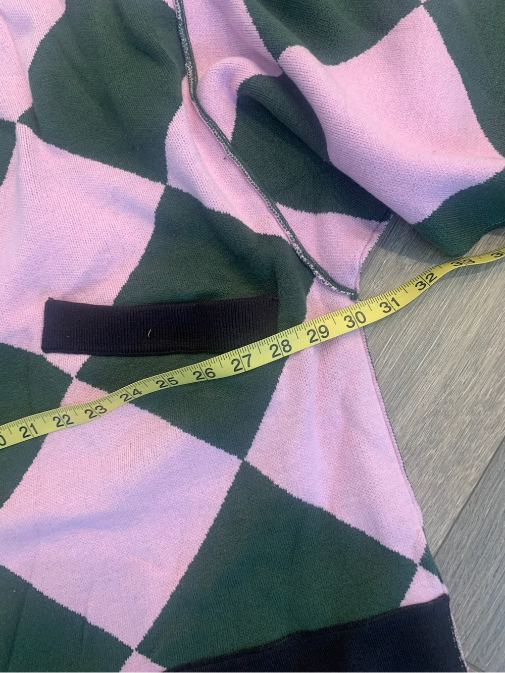 Free People We The Free Manny Green Pink Checkered Oversized Cardigan Sweater S - Picture 4 of 4